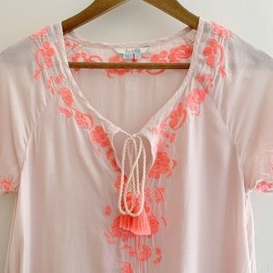 Boden Peach Coral Embroidered Dress Size 6